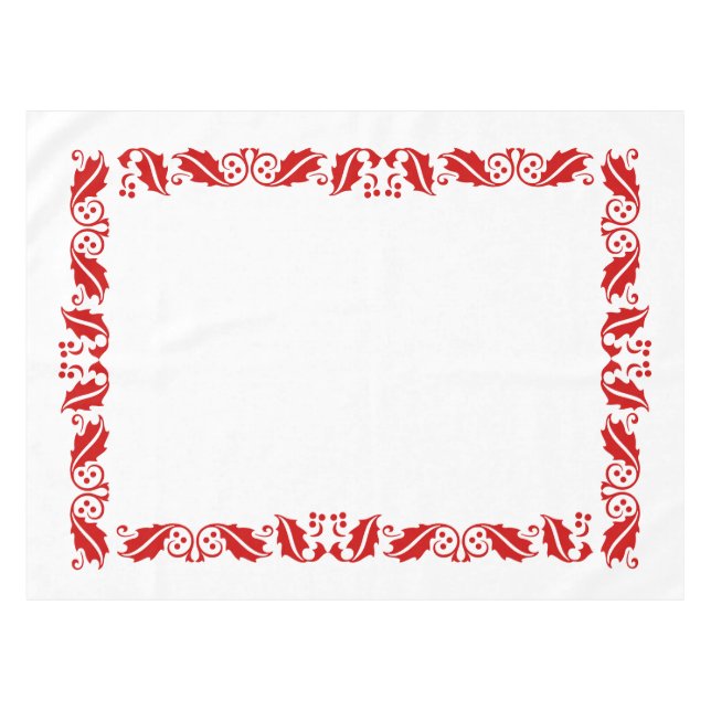 red hollies in white tablecloth (Front (Horizontal))