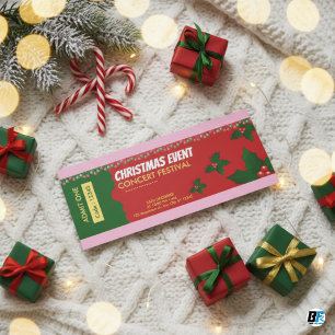 Red Holly Berries Christmas Event Concert Festival Invitation