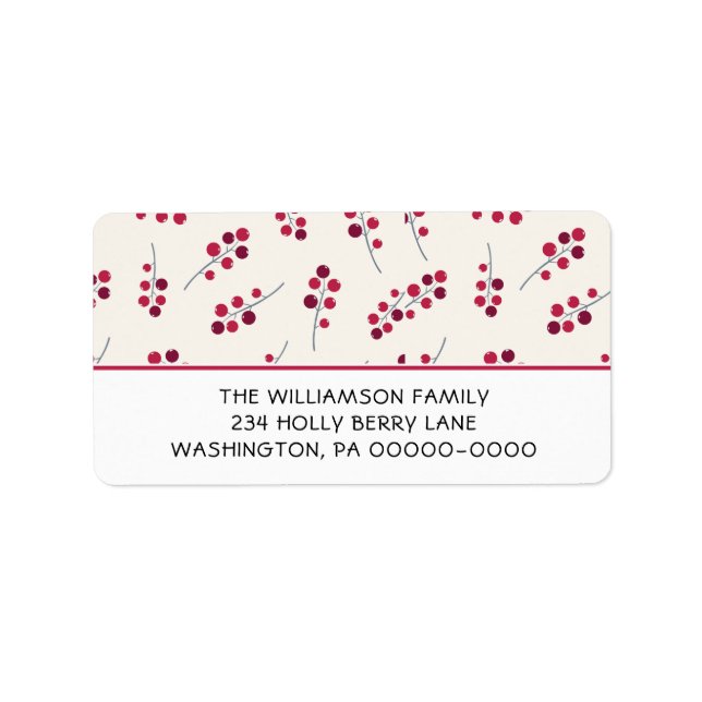 Red Holly Berries Return Address Labels  (Front)