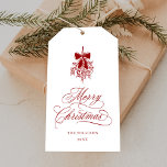 Red Holly Berry Bouquet Romantic Merry Christmas Gift Tags<br><div class="desc">This Christmas gift tag features elegant and romantic swirly calligraphy lettering with a winter holly berry bouquet,  and a simple pine tree pattern on the back. For more advanced customization of this design,  please click the BLUE DESIGN TOOL BUTTON above!</div>