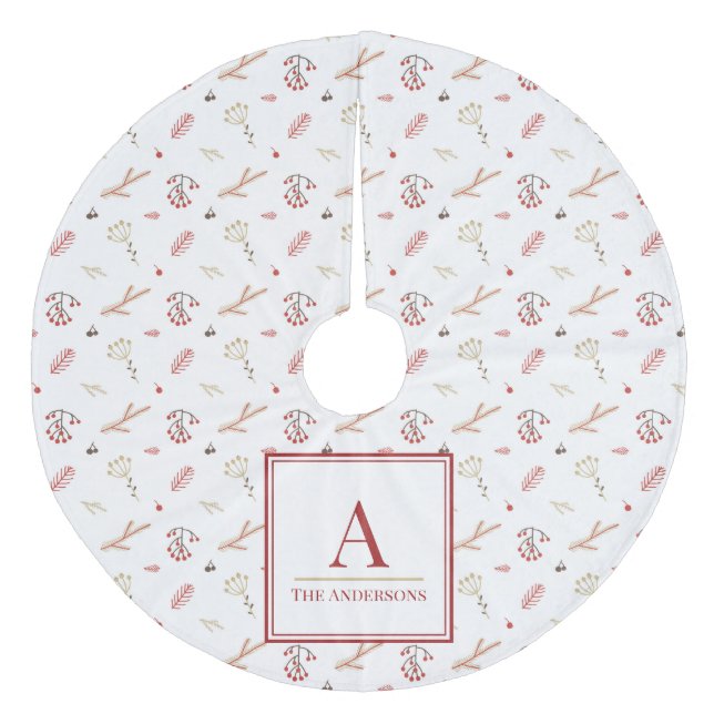 Red Holly Berry Christmas Tree Skirt (Front)