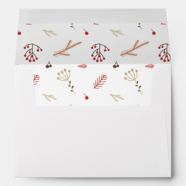 Red Holly Berry Holiday  Envelope (Back (Bottom))