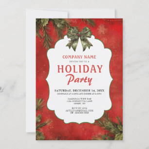 Red Holly Pine Company Christmas Party Invitation