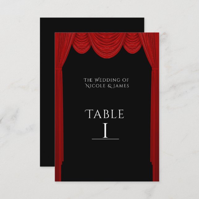 Red HOLLYWOOD Curtains Elegant Party Table Number (Front/Back)