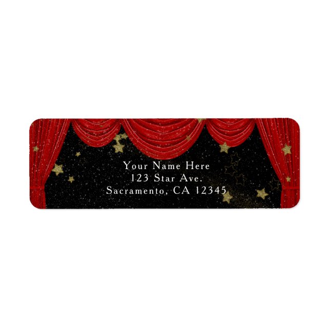 Red HOLLYWOOD Curtains & Gold Party Invitation (Front)