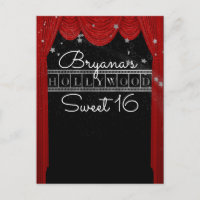 Red HOLLYWOOD Curtains & Silver Star Save the Date