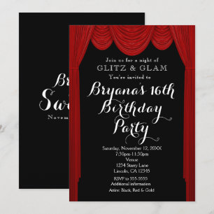Red HOLLYWOOD rideaux élégantes Invitations de fêt