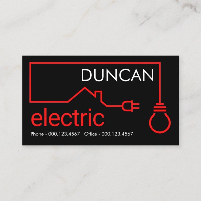 Red Home Electrical Circuit Business Card (Front)