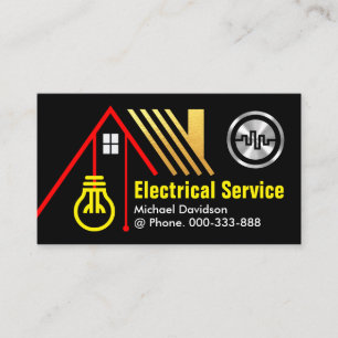 Red Home Power Line Electrical Business Card