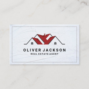Red Home Rooftop Logo Business Card