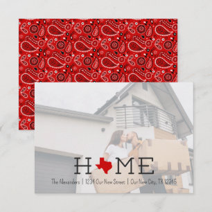 Red HOME Texas Moving Faire-part