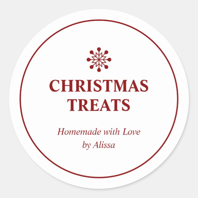 Red Homemade Christmas Treats Holiday Baked Goods  Classic Round Sticker (Front)