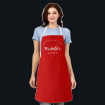 Red Homemade with Love Custom Your Kitchen Apron<br><div class="desc">Let's get baking. Customize the Name on this personalized apron. Seen here in red. Stylish typography style treatment. Encourage the sweet baker in your life with a special gift. Perfect for baking those holiday Christmas cookies. Featuring the words "Homemade with love" for a unique kitchen apron.</div>