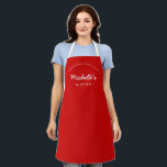 Red Homemade with Love Custom Your Kitchen Apron<br><div class="desc">Let's get baking. Customize the Name on this personalized apron. Seen here in red. Stylish typography style treatment. Encourage the sweet baker in your life with a special gift. Perfect for baking those holiday Christmas cookies. Featuring the words "Homemade with love" for a unique kitchen apron.</div>