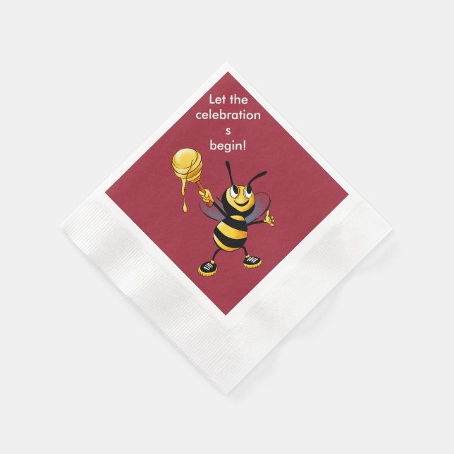 Red Honey Bee Rosh HaShana Napkin (Corner)