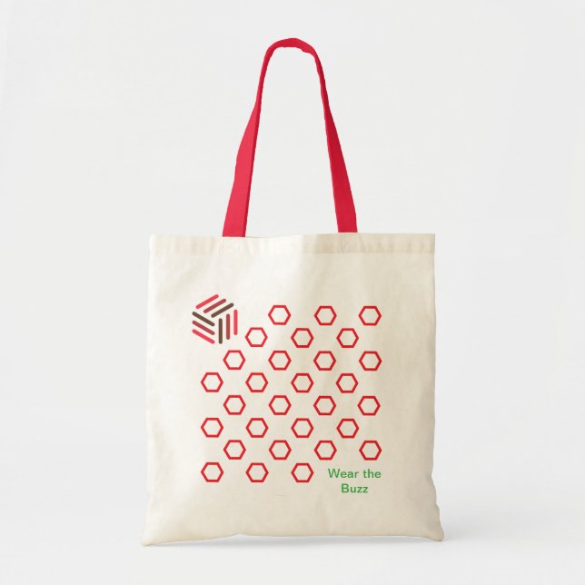 Red Honeycomb Tote Bag | Bee Inspired Design (Front)