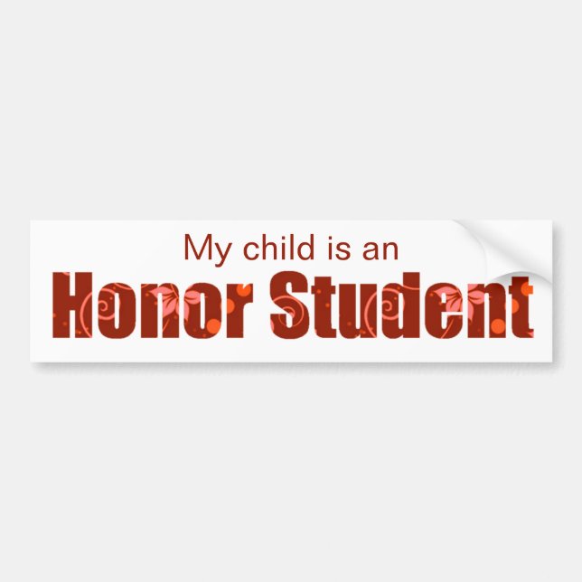 Red Honour Student Bumper Sticker (Front)
