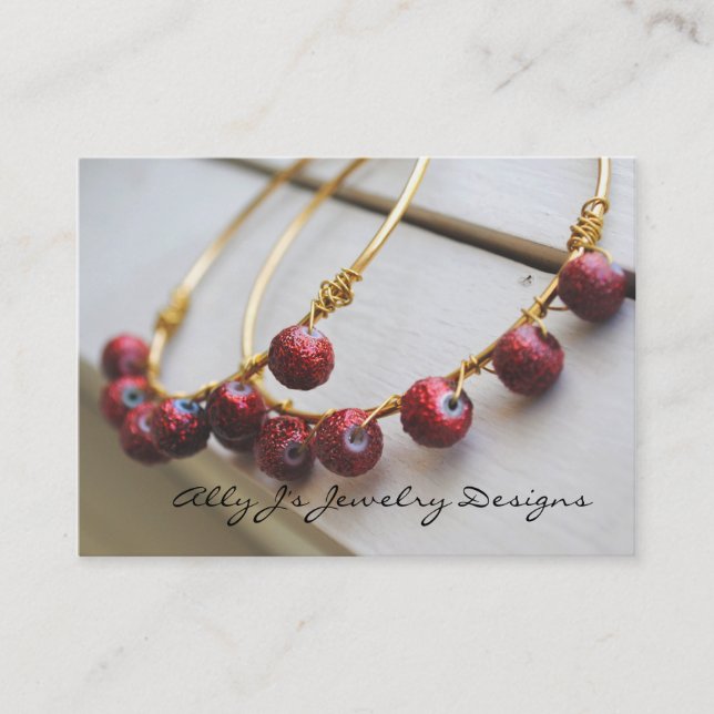 Red Hoop Earrings Business Cards (Front)