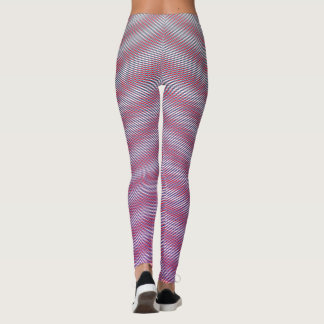 Red Horizontal Moiré Stripes Black Gradient Trippy Leggings