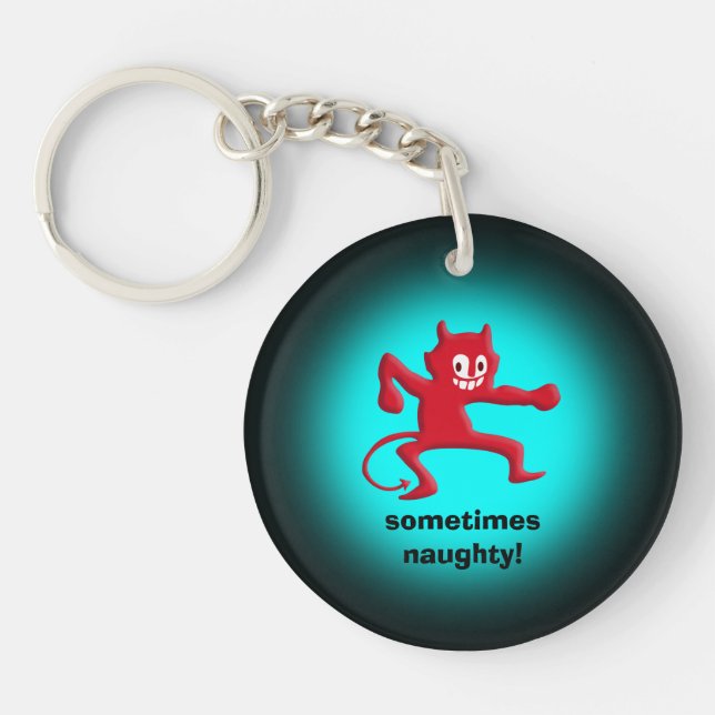 Red Horned Imp, Pointed Tail, sometimes naughty Keychain (Front)