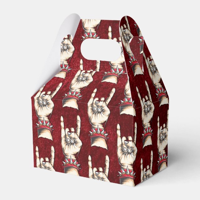 Red Horns Up   Favor Box (Front Side)