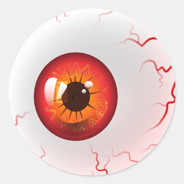 Red Horror Eyeball Classic Round Sticker (Front)