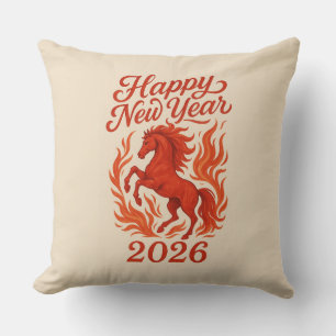 Red Horse 2026 Throw Pillow