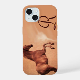 RED HORSE Antique Pink Monogram iPhone 15 Case