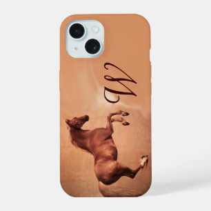 RED HORSE Antique Pink Monogram iPhone 15 Case