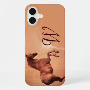 RED HORSE Antique Pink Monogram iPhone 16 Plus Case