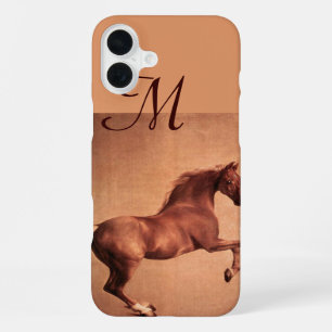 RED HORSE ,Antique Pink Monogram iPhone 16 Plus Case