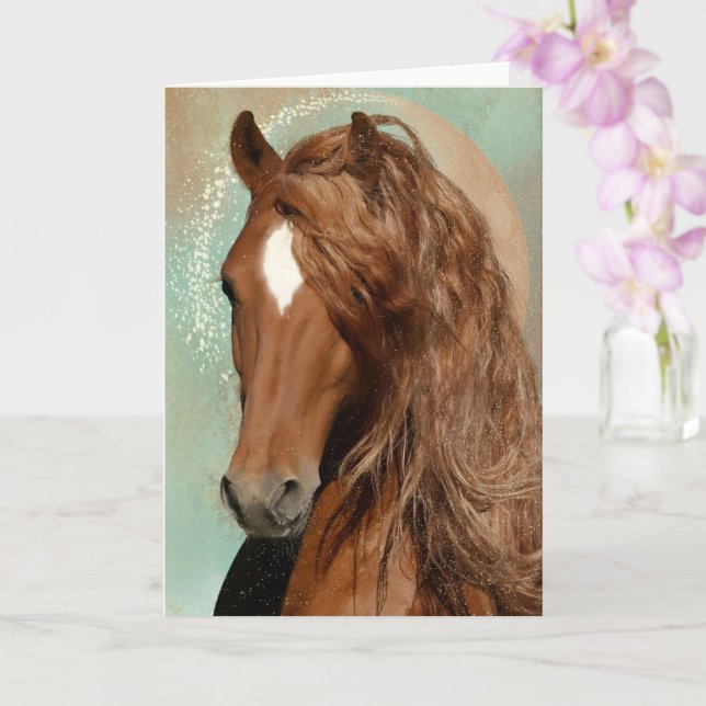 Red Horse - Greeting Card (Orchid)