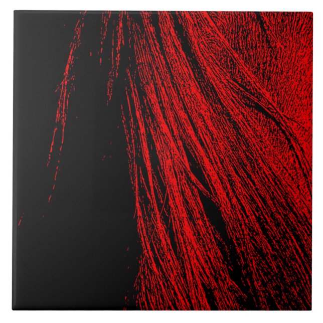Red Horse Mane Abstract Ceramic Tile (Front)