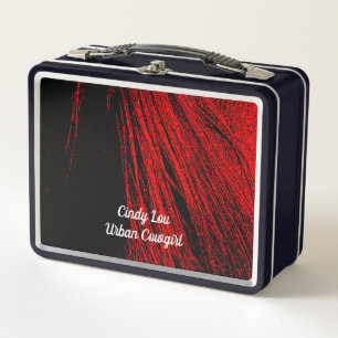 Red Horse Mane Abstract Metal Lunchbox