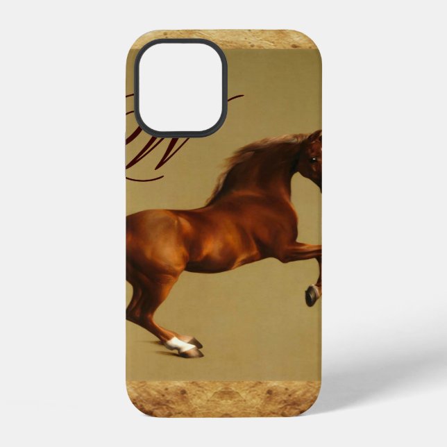 RED HORSE Parchment Monogram iPhone Case (Back)