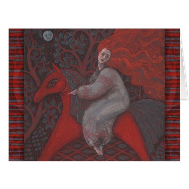 “Red Horse”, redhead woman, fantasy surreal art (Front Horizontal)
