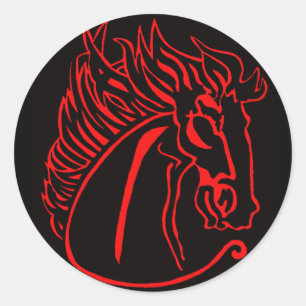 Red Horse Round Stickers