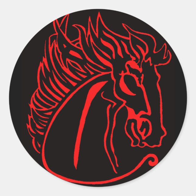 Red Horse Round Stickers (Front)