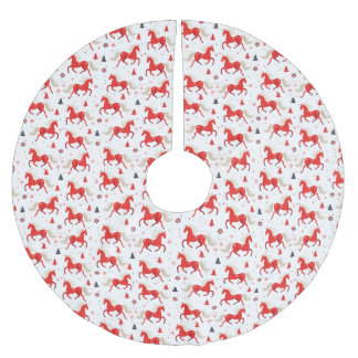 Red Horses Design  Brushed Polyester Tree Skirt