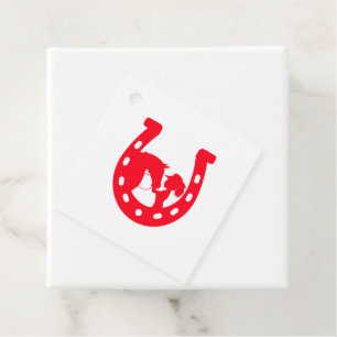 Red Horseshoe Girl and Horse Favour Tags