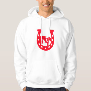 Red Horseshoe Girl and Horse Hoodie