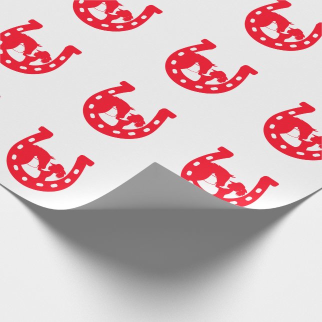 Red Horseshoe Girl and Horse Wrapping Paper (Corner)