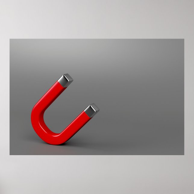 Red horseshoe magnet poster (Front)
