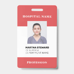 Red Hospital Nurse Medical Employee Photo Company Badge