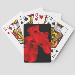 Red Hot Bearded Iris Flower Playing Cards