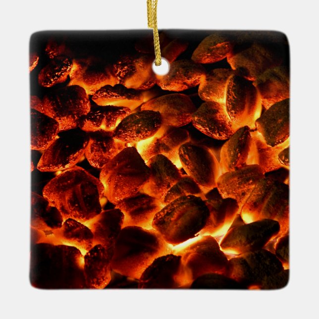 Red Hot Burning Coals Ceramic Ornament (Front)