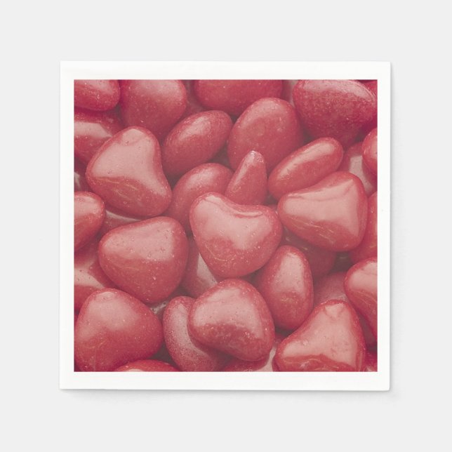 Red Hot Candy Hearts Paper Napkins (Front)