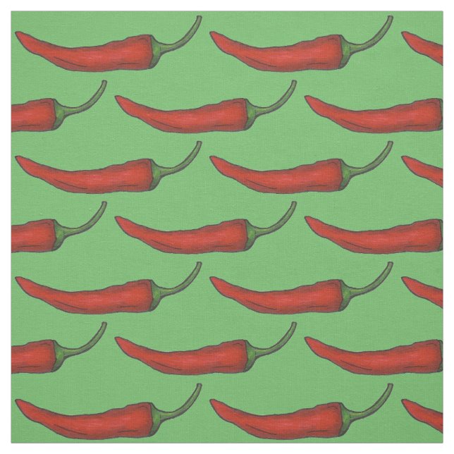 Red Hot Cayenne Chili Peppers Pepper Fabric (Swatch)
