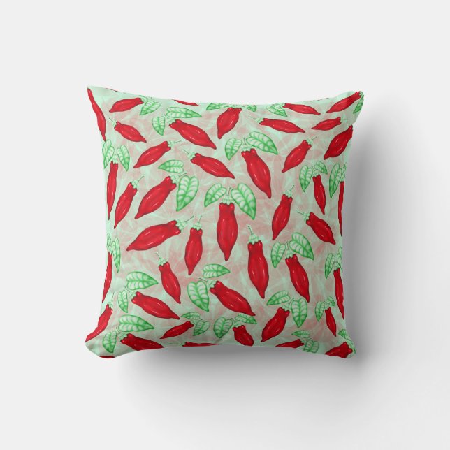 Red Hot Chili Pepper Decorative Pattern Throw Pillow (Front)