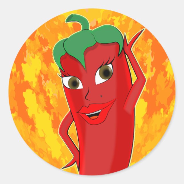 Red Hot Chili Pepper Diva Classic Round Sticker (Front)